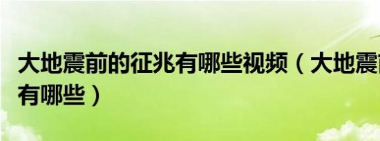 大地震前的征兆有哪些视频（大地震前的征兆有哪些）