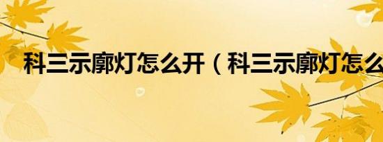 科三示廓灯怎么开（科三示廓灯怎么开?）
