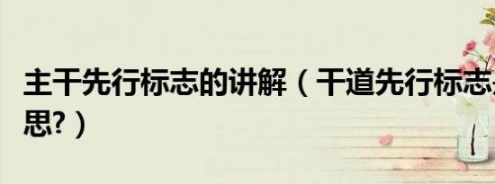 主干先行标志的讲解（干道先行标志是什么意思?）