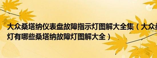 大众桑塔纳仪表盘故障指示灯图解大全集（大众桑塔纳故障灯有哪些桑塔纳故障灯图解大全）