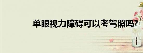 单眼视力障碍可以考驾照吗?