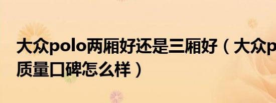 大众polo两厢好还是三厢好（大众polo两厢质量口碑怎么样）