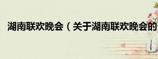 湖南联欢晚会（关于湖南联欢晚会的介绍）