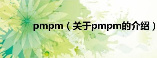 pmpm（关于pmpm的介绍）