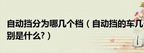 自动挡分为哪几个档（自动挡的车几个档位分别是什么?）