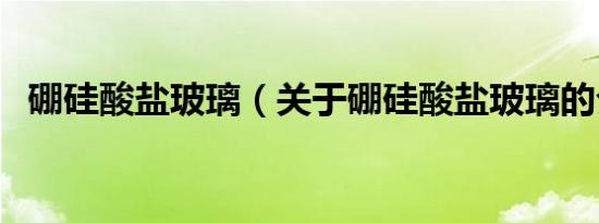 硼硅酸盐玻璃（关于硼硅酸盐玻璃的介绍）