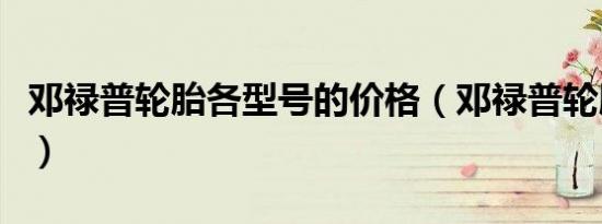 邓禄普轮胎各型号的价格（邓禄普轮胎怎么样）