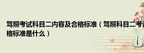驾照考试科目二内容及合格标准（驾照科目二考试内容及合格标准是什么）