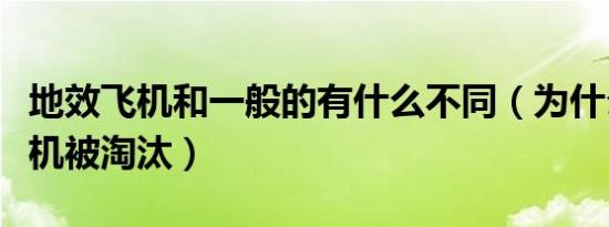 地效飞机和一般的有什么不同（为什么地效飞机被淘汰）