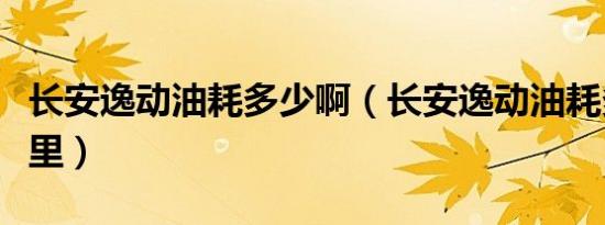 长安逸动油耗多少啊（长安逸动油耗多少一公里）
