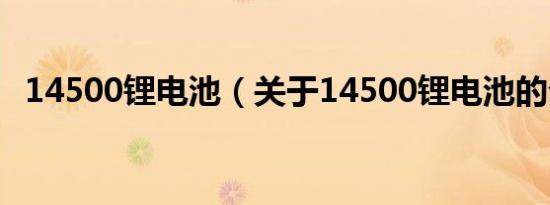 14500锂电池（关于14500锂电池的介绍）