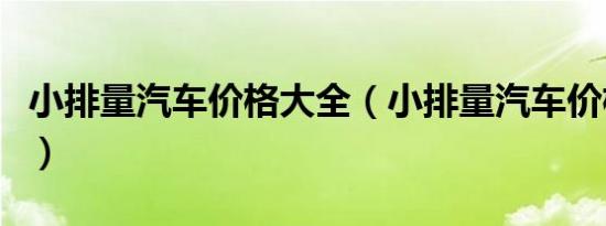小排量汽车价格大全（小排量汽车价格是什么）