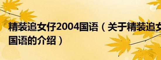 精装追女仔2004国语（关于精装追女仔2004国语的介绍）