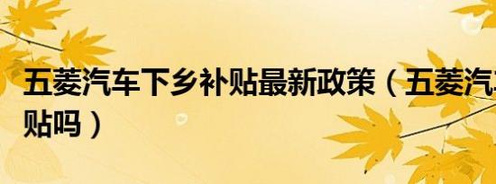 五菱汽车下乡补贴最新政策（五菱汽车下乡补贴吗）