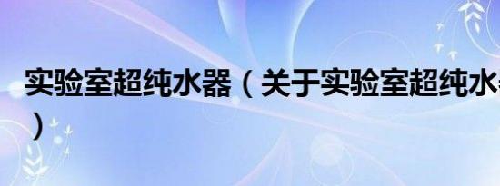 实验室超纯水器（关于实验室超纯水器的介绍）