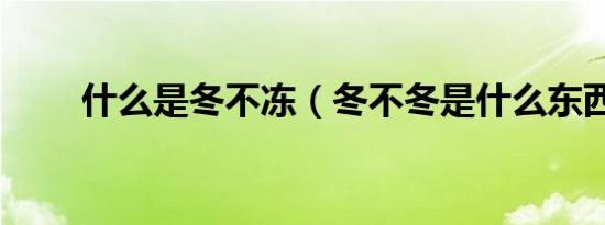 什么是冬不冻（冬不冬是什么东西）