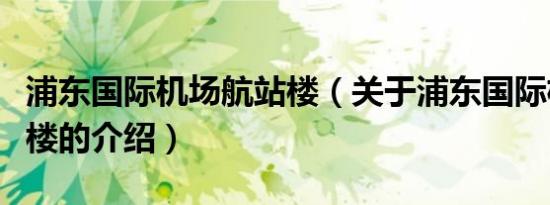 浦东国际机场航站楼（关于浦东国际机场航站楼的介绍）