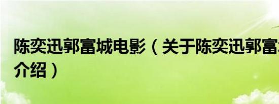 陈奕迅郭富城电影（关于陈奕迅郭富城电影的介绍）