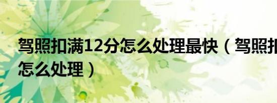 驾照扣满12分怎么处理最快（驾照扣满12分怎么处理）