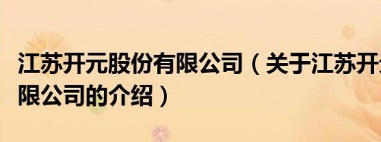 江苏开元股份有限公司（关于江苏开元股份有限公司的介绍）