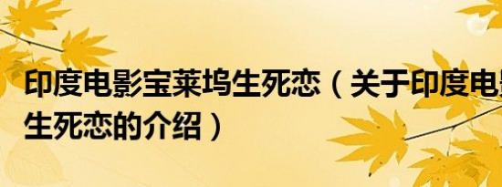 印度电影宝莱坞生死恋（关于印度电影宝莱坞生死恋的介绍）