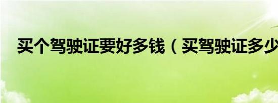 买个驾驶证要好多钱（买驾驶证多少钱?）