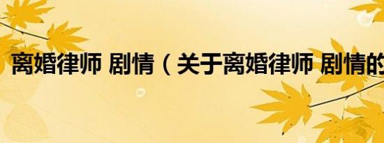 离婚律师 剧情（关于离婚律师 剧情的介绍）