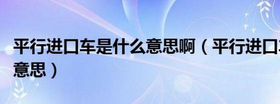 平行进口车是什么意思啊（平行进口车是什么意思）