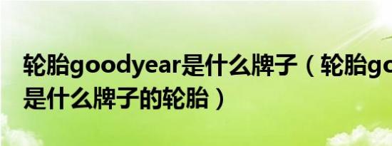 轮胎goodyear是什么牌子（轮胎goodyear是什么牌子的轮胎）