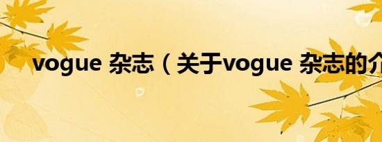 vogue 杂志（关于vogue 杂志的介绍）