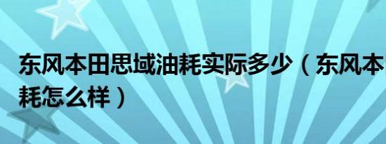 东风本田思域油耗实际多少（东风本田思域油耗怎么样）