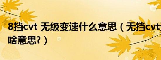 8挡cvt 无级变速什么意思（无挡cvt无级变速啥意思?）