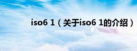 iso6 1（关于iso6 1的介绍）