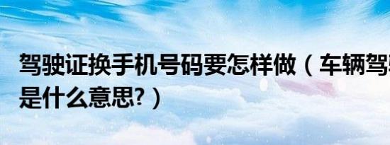 驾驶证换手机号码要怎样做（车辆驾驶证号码是什么意思?）