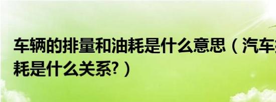 车辆的排量和油耗是什么意思（汽车排量和油耗是什么关系?）
