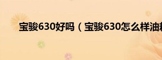 宝骏630好吗（宝骏630怎么样油耗）