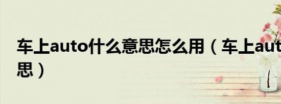 车上auto什么意思怎么用（车上auto什么意思）