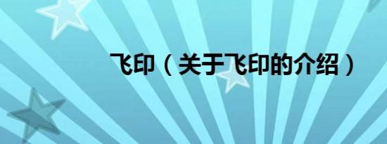 飞印（关于飞印的介绍）
