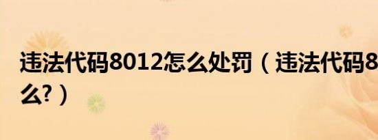 违法代码8012怎么处罚（违法代码8012是什么?）