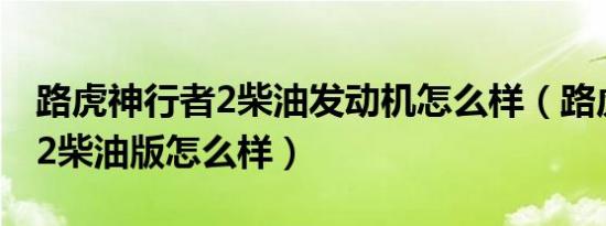 路虎神行者2柴油发动机怎么样（路虎神行者2柴油版怎么样）