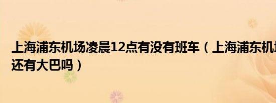 上海浦东机场凌晨12点有没有班车（上海浦东机场凌晨一点还有大巴吗）