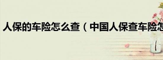 人保的车险怎么查（中国人保查车险怎么查）