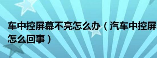 车中控屏幕不亮怎么办（汽车中控屏幕不亮了怎么回事）