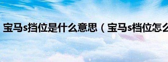 宝马s挡位是什么意思（宝马s档位怎么使用）