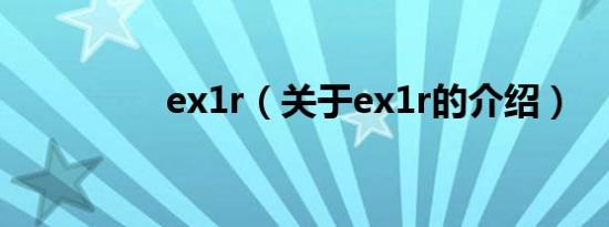 ex1r（关于ex1r的介绍）