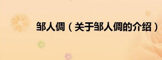邹人倜（关于邹人倜的介绍）