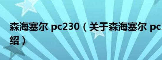 森海塞尔 pc230（关于森海塞尔 pc230的介绍）