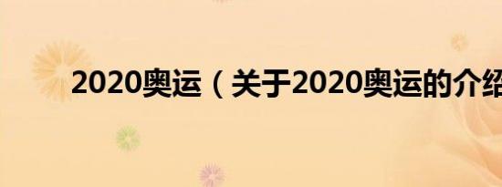 2020奥运（关于2020奥运的介绍）