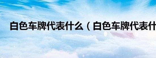 白色车牌代表什么（白色车牌代表什么?）