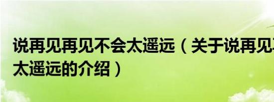 说再见再见不会太遥远（关于说再见再见不会太遥远的介绍）
